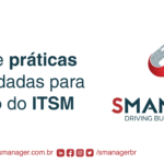 frase à esquerda Razões e práticas recomendadas para fazer uso do ITSM, à direita a logo da SManager e no rodapé suas redes sociais 