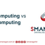 texto à esquerda edge computing vs cloud computing, à direita a logo da SManager e no rodapé suas redes sociais